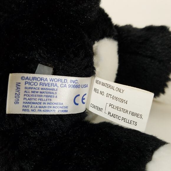 Aurora Flopsie Buster Boston Terrier Dog Plush Black White Stuffed Animal 2016 - Picture 8 of 10